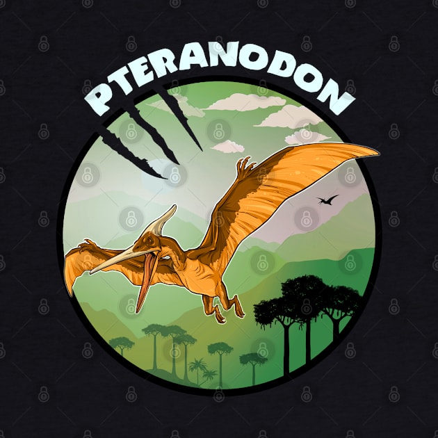 Pteranodon Prehistoric Design With Background by Terra Fossil Merch